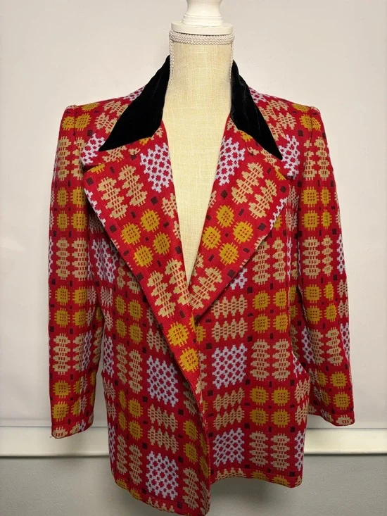 Christian Lacroix 90s Belted Blazer Jacket Black Velvet Collar statement piece - Picture 6 of 7